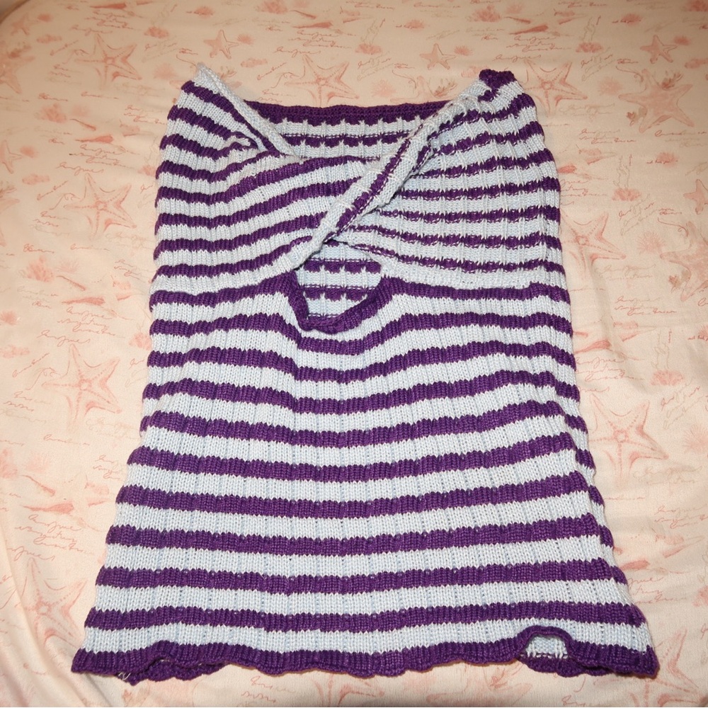 Purple and White Striped Knit tube top